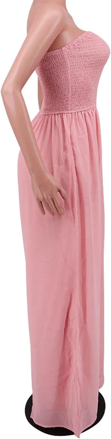 Sexyshine Women's Sexy Off Shoulder Tube Top Rompers High Waist Long Wide Leg Pants Jumpsuits