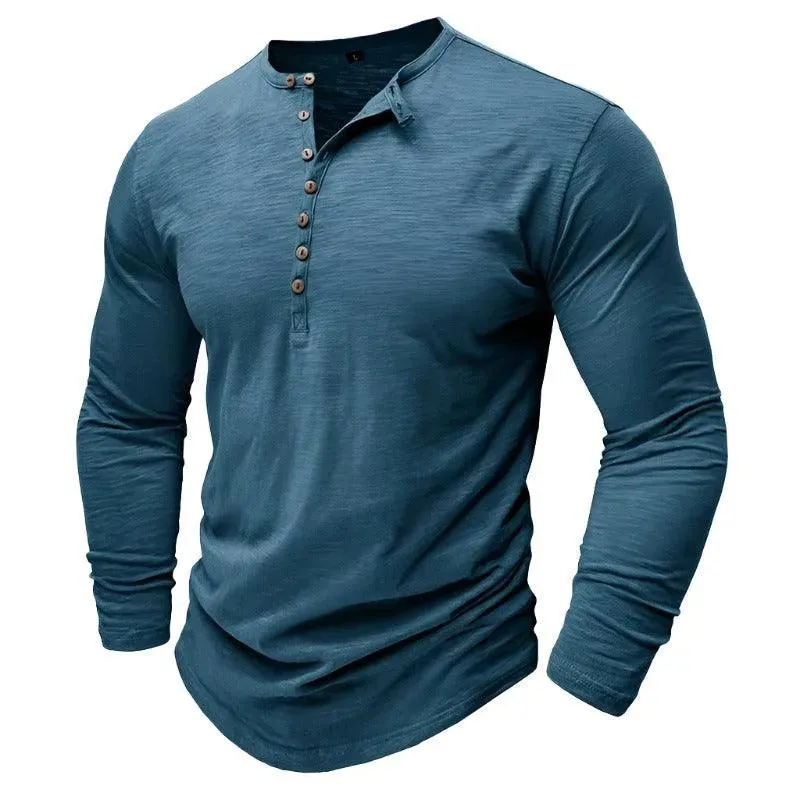 Smart Casual Half Button Long Sleeve Top