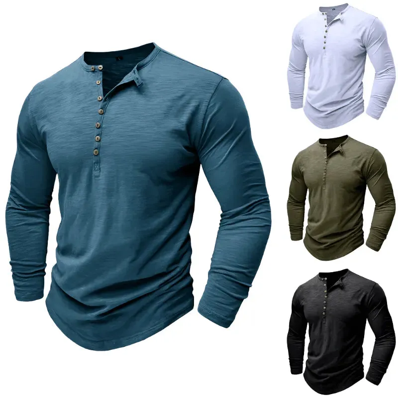Smart Casual Half Button Long Sleeve Top