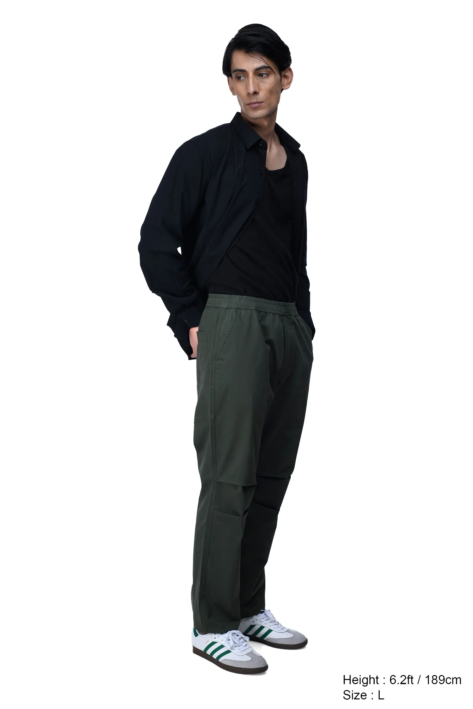 SOFT COTTON RELAXED FLEXIWAIST PANTS IN GREEN
