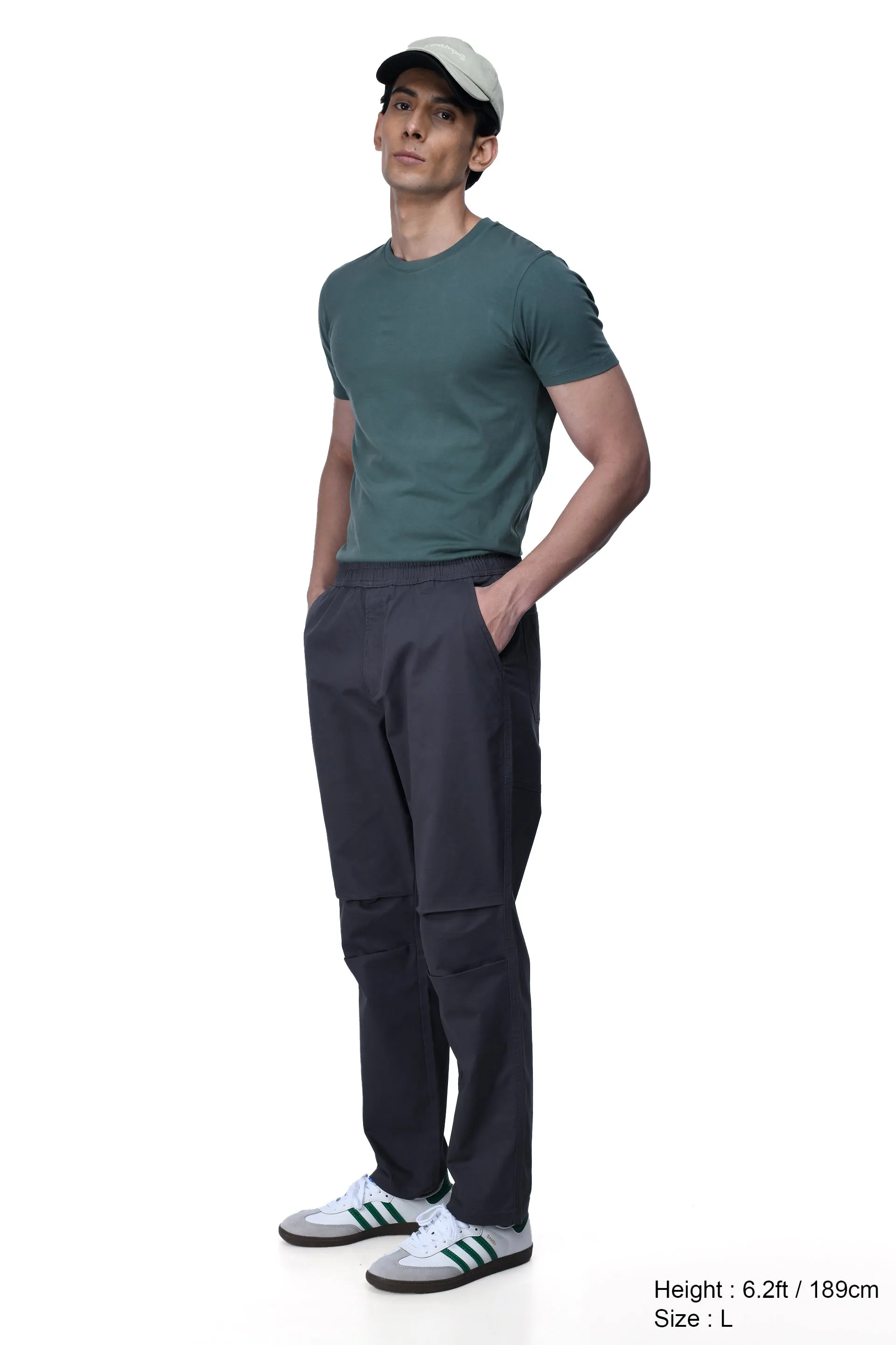 SOFT COTTON RELAXED FLEXIWAIST PANTS IN GREY
