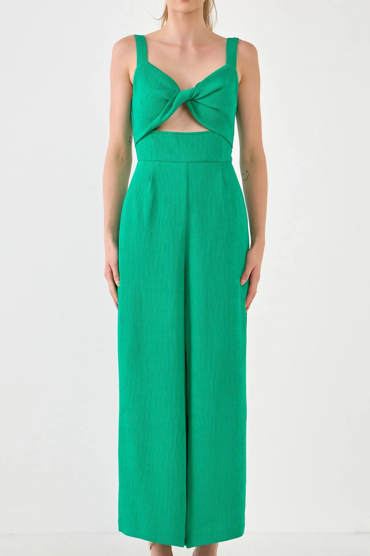 Soft Touch Plisse Twist Jumpsuit