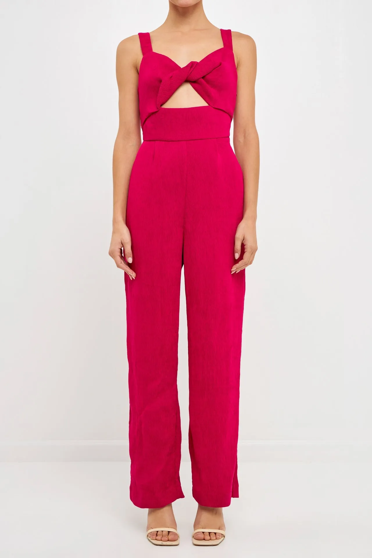 Soft Touch Plisse Twist Jumpsuit