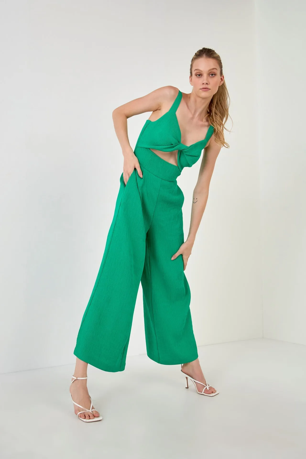 Soft Touch Plisse Twist Jumpsuit