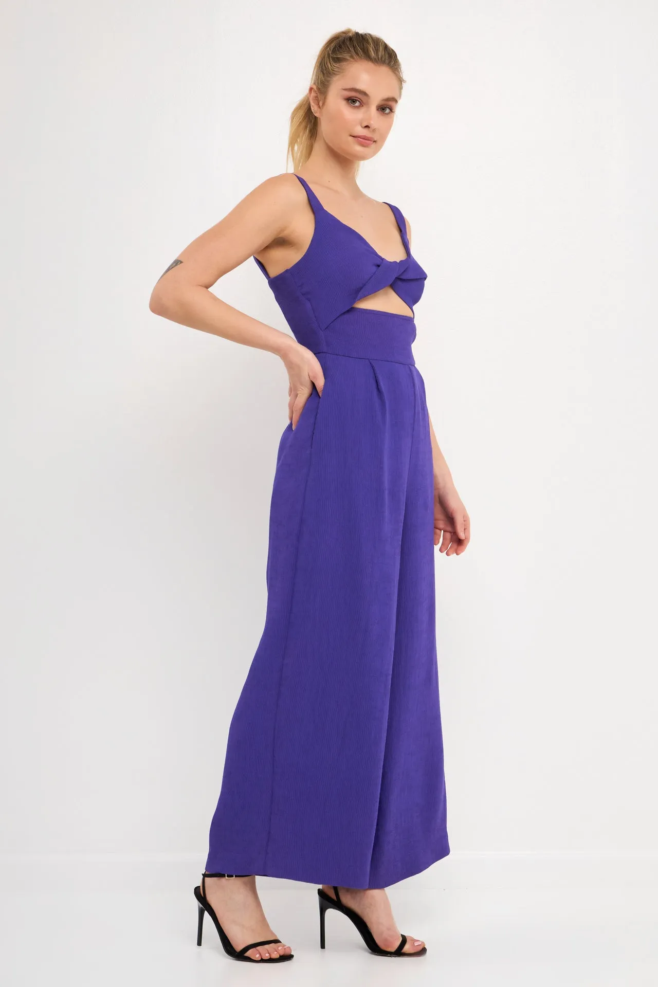 Soft Touch Plisse Twist Jumpsuit