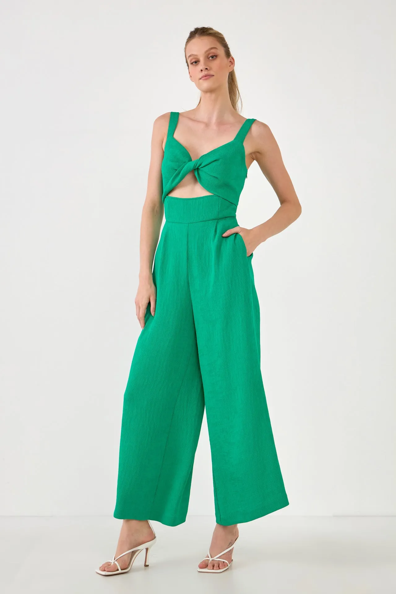 Soft Touch Plisse Twist Jumpsuit