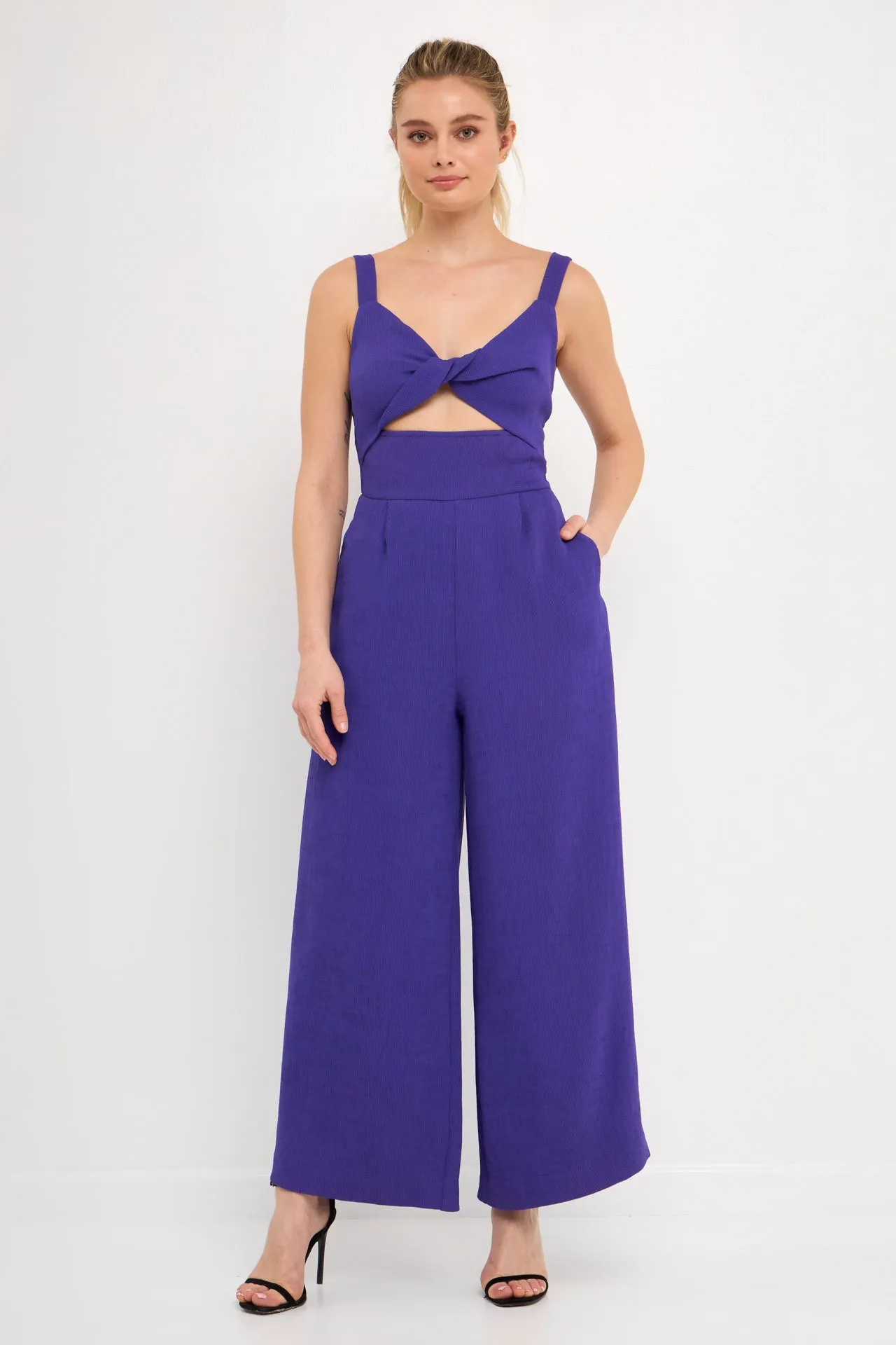 Soft Touch Plisse Twist Jumpsuit