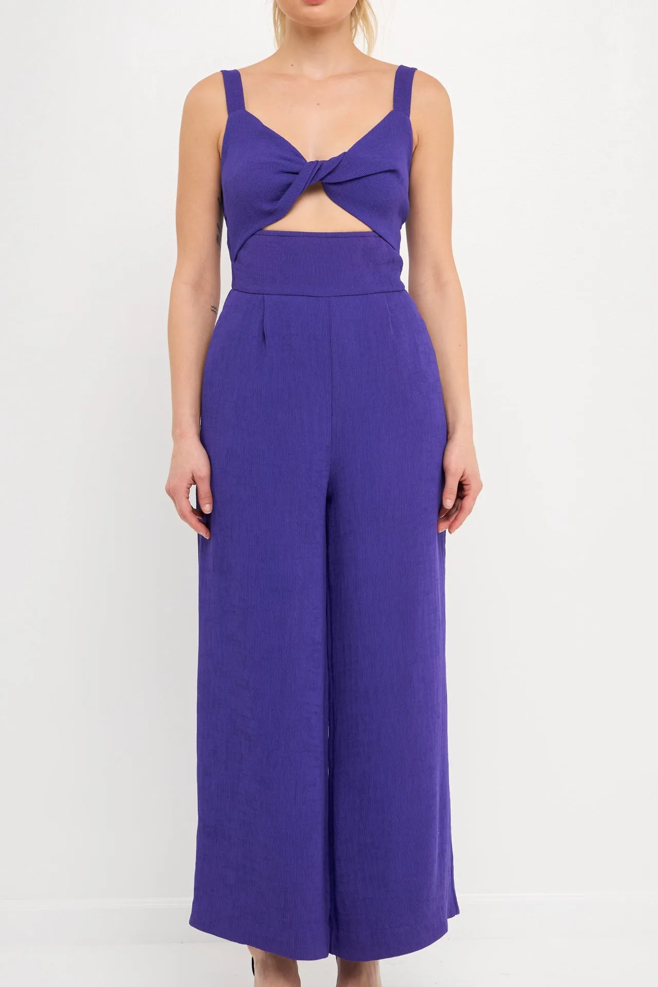 Soft Touch Plisse Twist Jumpsuit