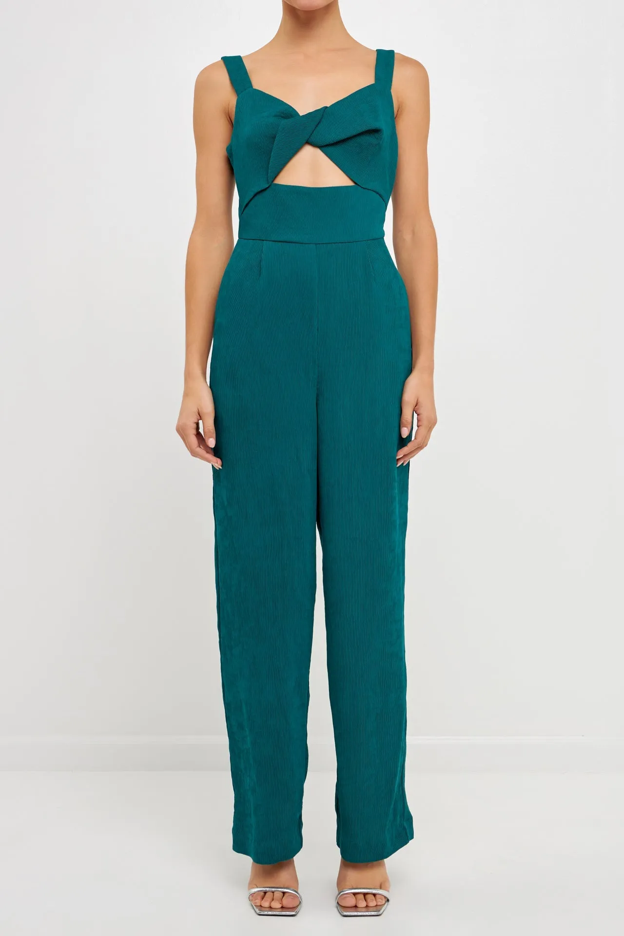 Soft Touch Plisse Twist Jumpsuit
