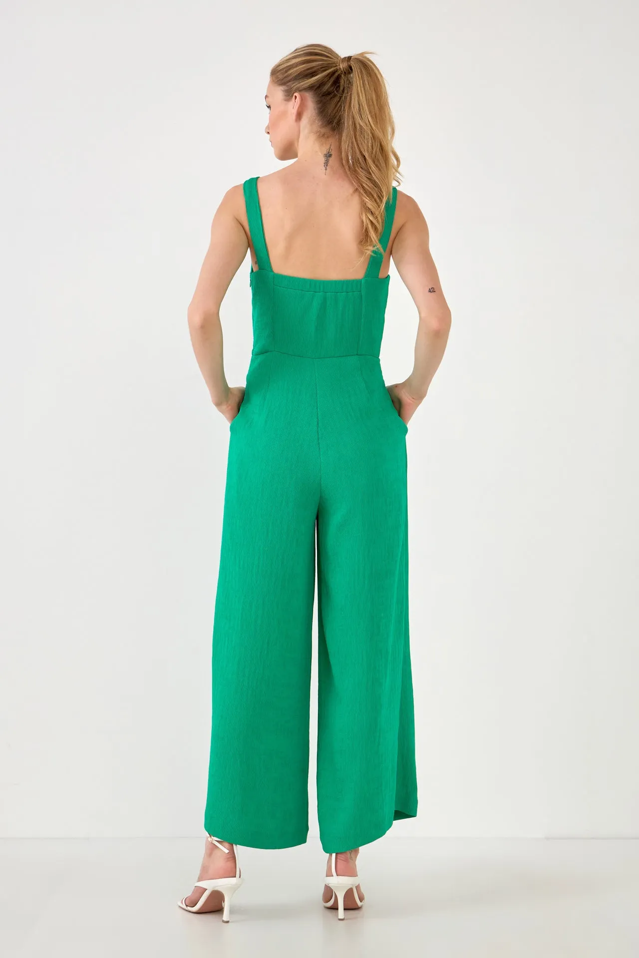 Soft Touch Plisse Twist Jumpsuit