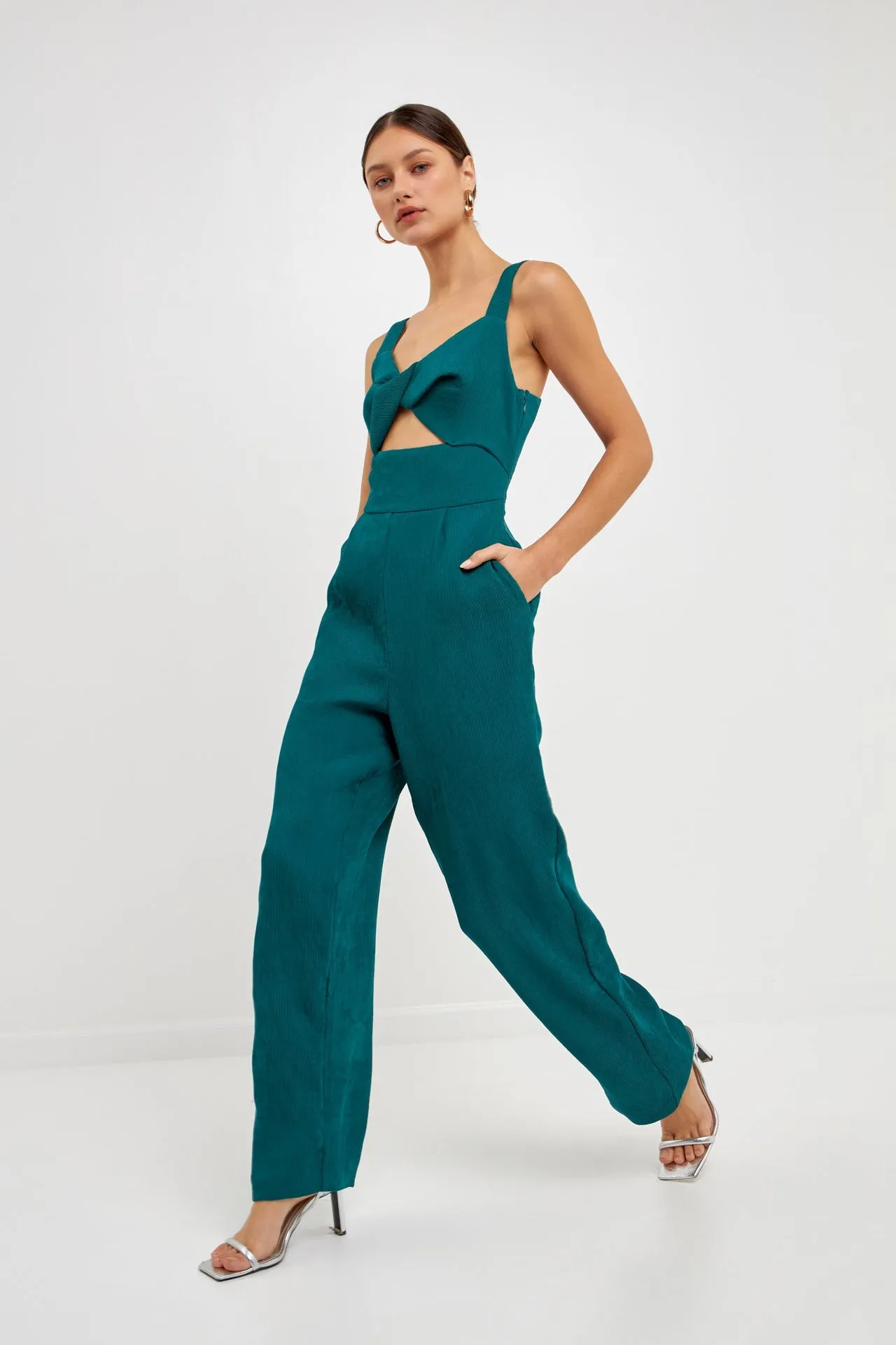 Soft Touch Plisse Twist Jumpsuit