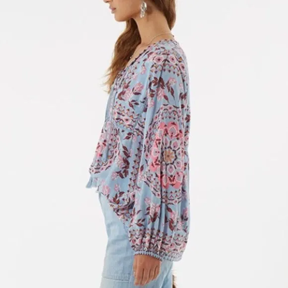 SPELL PANDORA BLOUSE IN AQUARIUM SIZE SMALL XS