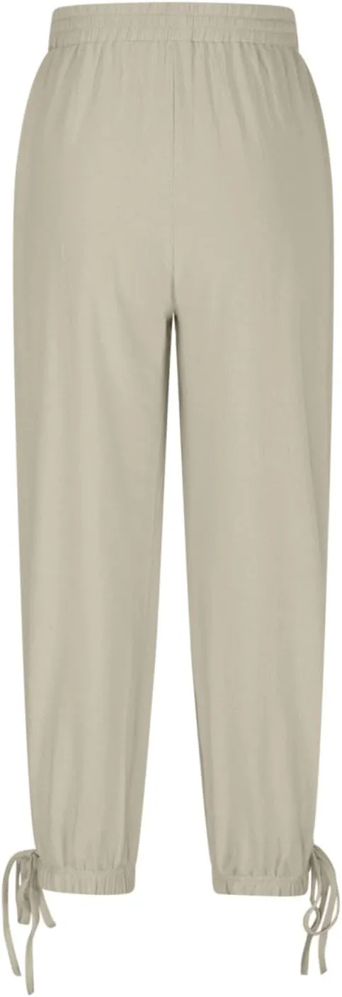 Summer Pants for Women Cotton Linen Wide Leg Pants Close Bottom Joggers Elastic Waist Casual Trousers with Pockets