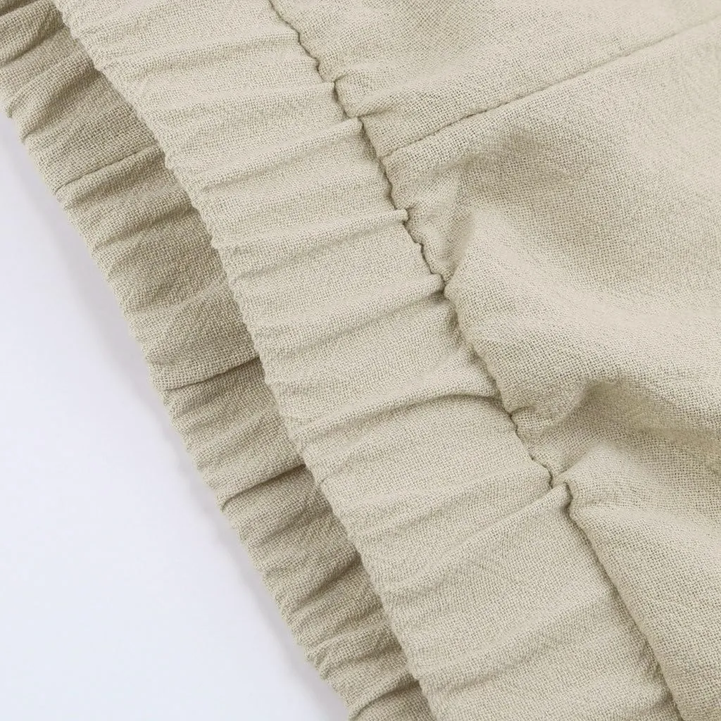 Summer Women Loose Women Straight Summer Pants High Casual Waist Long Solid Cotton Pants Womens High