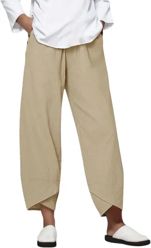 Summer Women Loose Women Straight Summer Pants High Casual Waist Long Solid Cotton Pants Womens High