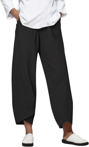 Summer Women Loose Women Straight Summer Pants High Casual Waist Long Solid Cotton Pants Womens High