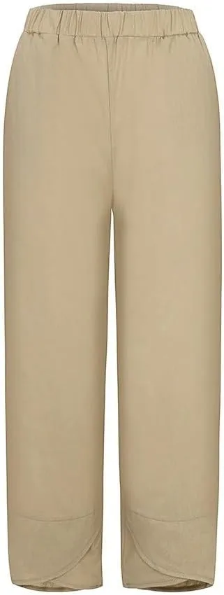 Summer Women Loose Women Straight Summer Pants High Casual Waist Long Solid Cotton Pants Womens High