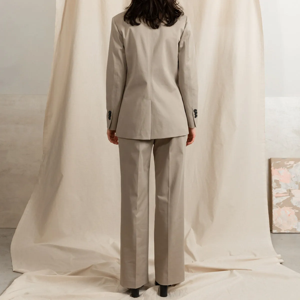 Swipe Pleated Cotton Stretch Pants Long