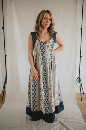 The Cameron Denim Detail Midi Dress - Slate Blue