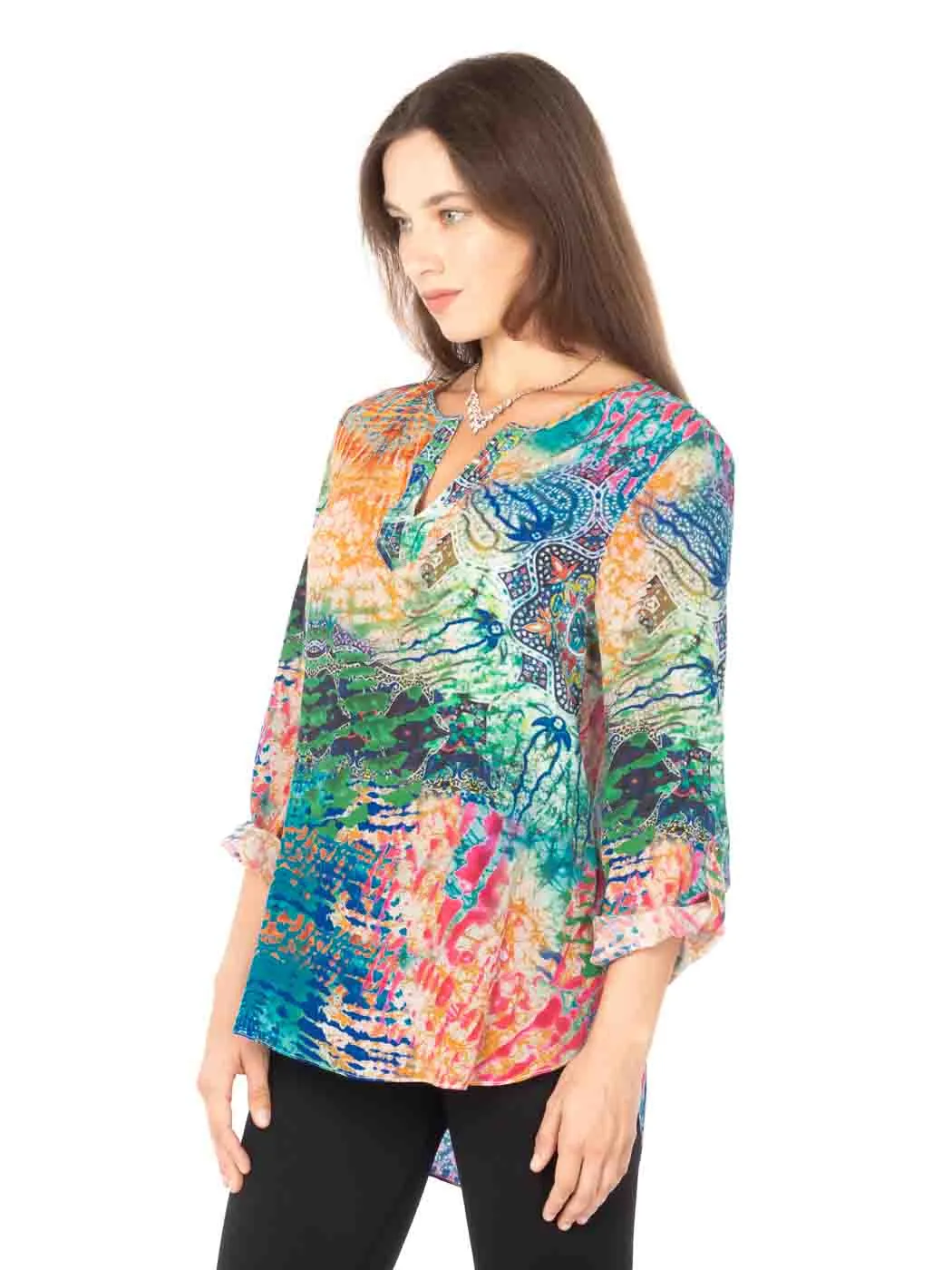 Tianello "Endura" Print Washable Silk "Avlyne" Blouse