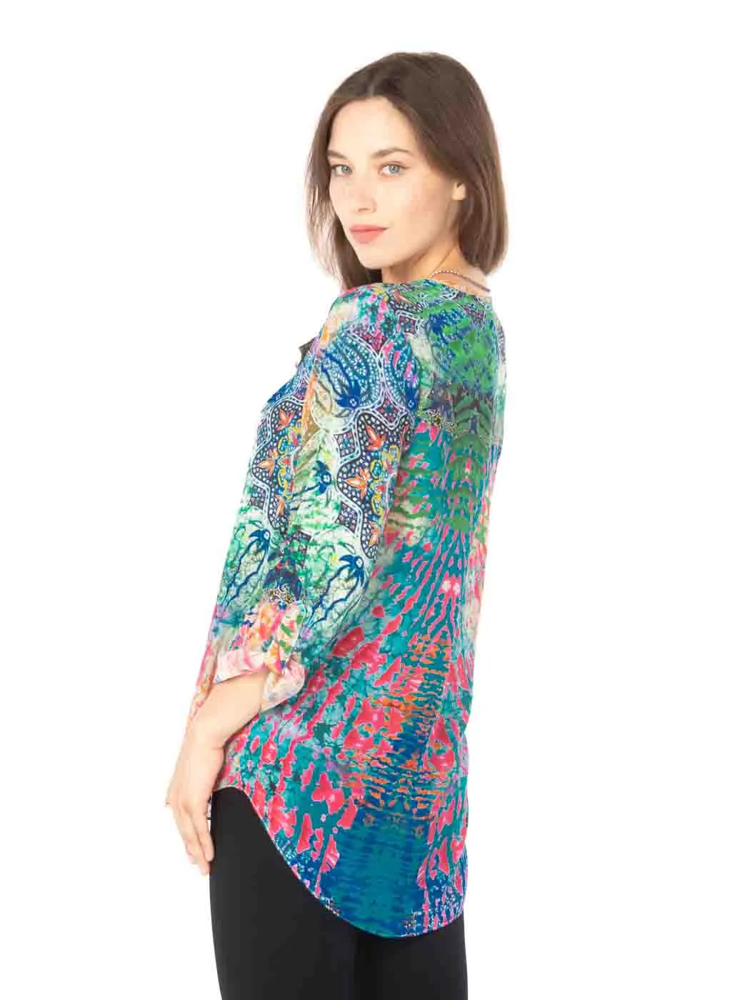 Tianello "Endura" Print Washable Silk "Avlyne" Blouse
