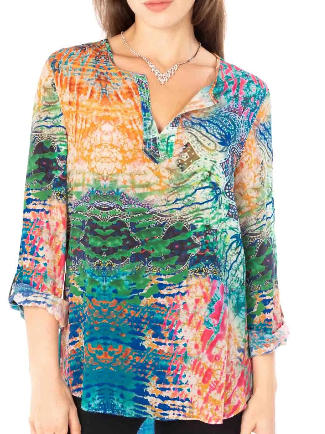 Tianello "Endura" Print Washable Silk "Avlyne" Blouse