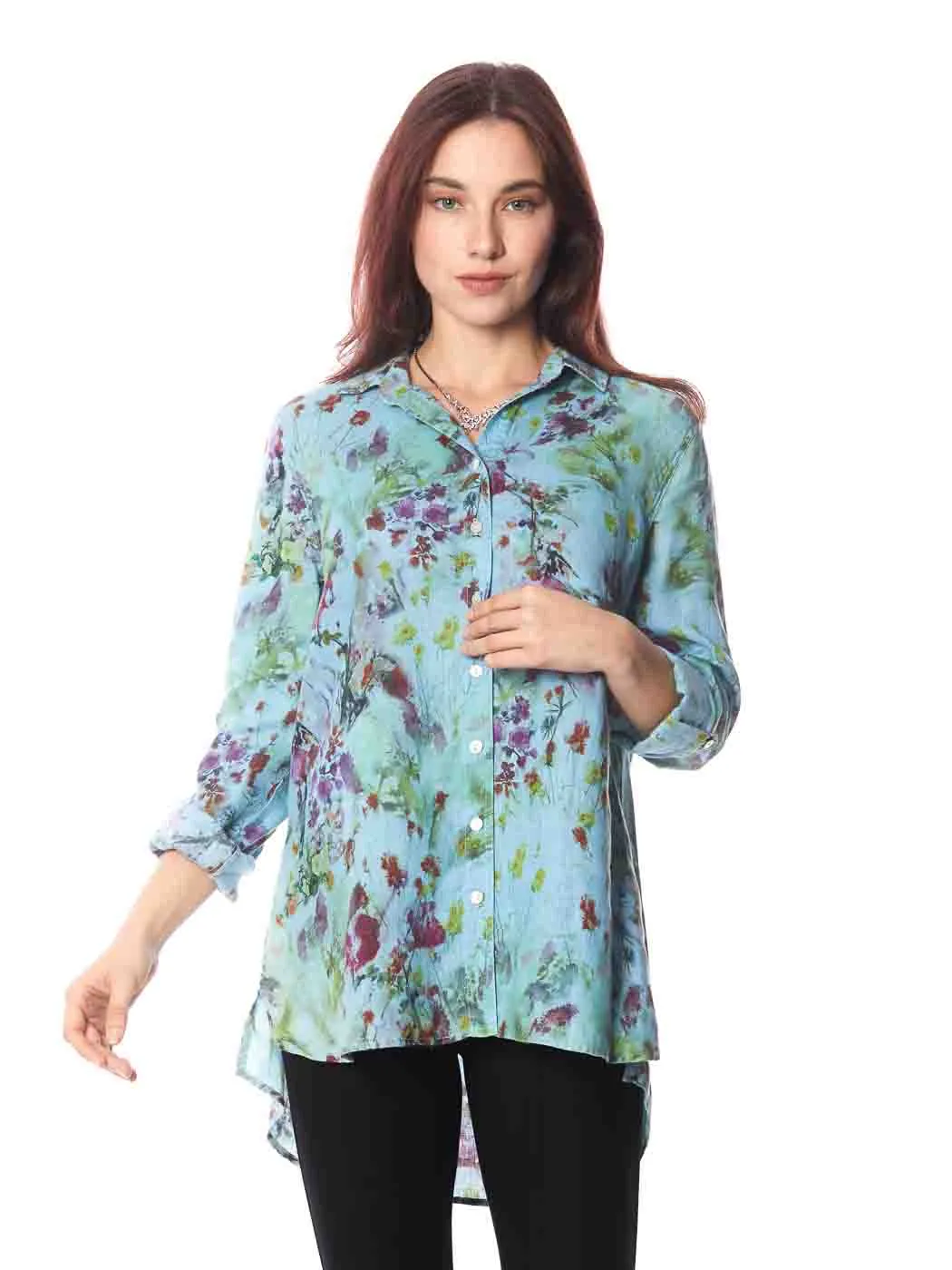 Tianello "Ezee" Print Linen "Loving" Blouse (OverSized)
