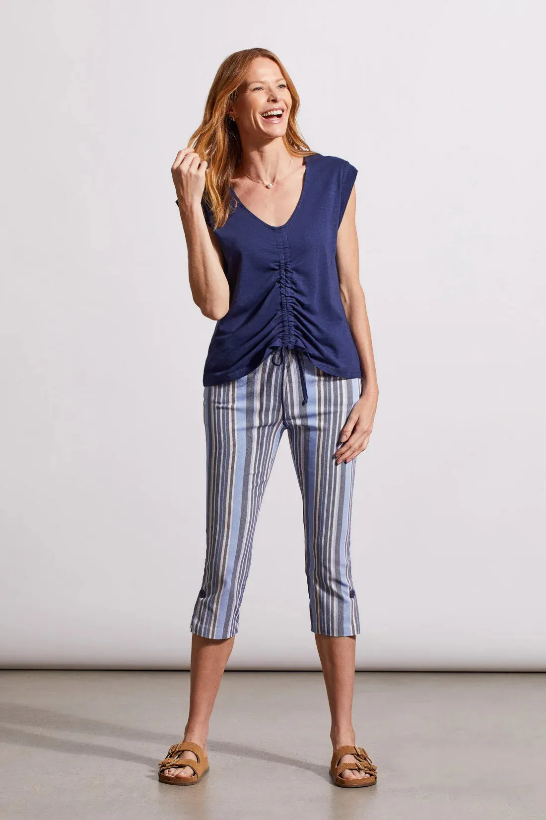 TR1726o Sleeveless Ruched Top