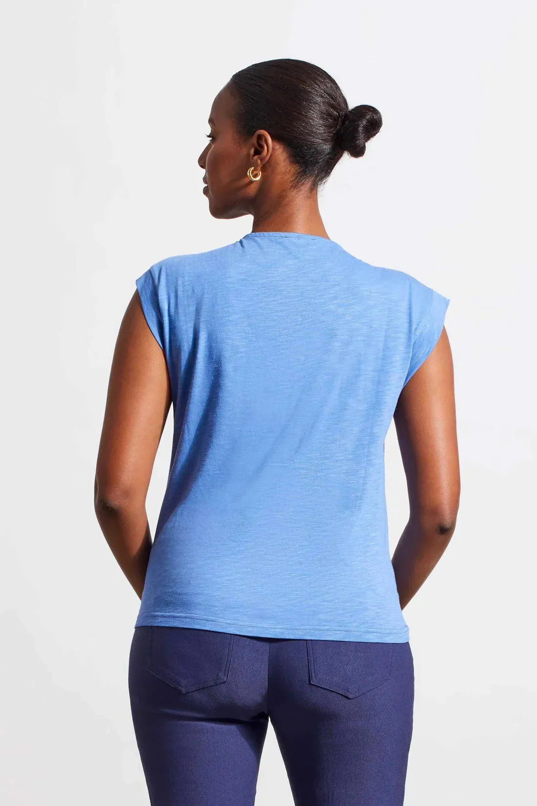 TR1726o Sleeveless Ruched Top