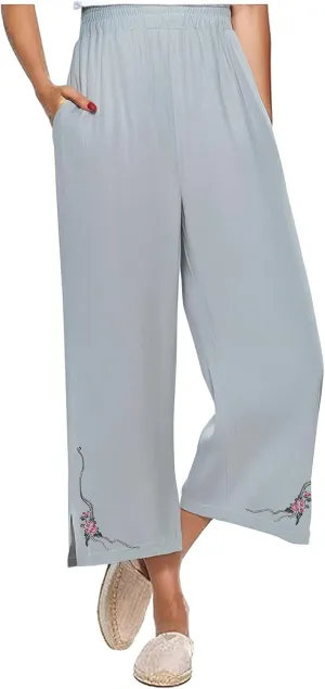 Trendy Pants for Women,Wwomens Casual Summer 2025 Drawstring Elastic High Waist Pant Comfy Side Pleated Trouser