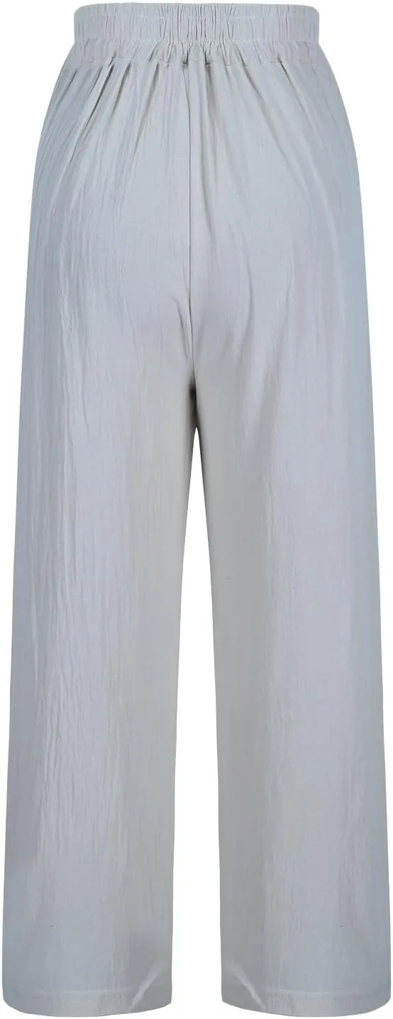 Trendy Pants for Women,Wwomens Casual Summer 2025 Drawstring Elastic High Waist Pant Comfy Side Pleated Trouser