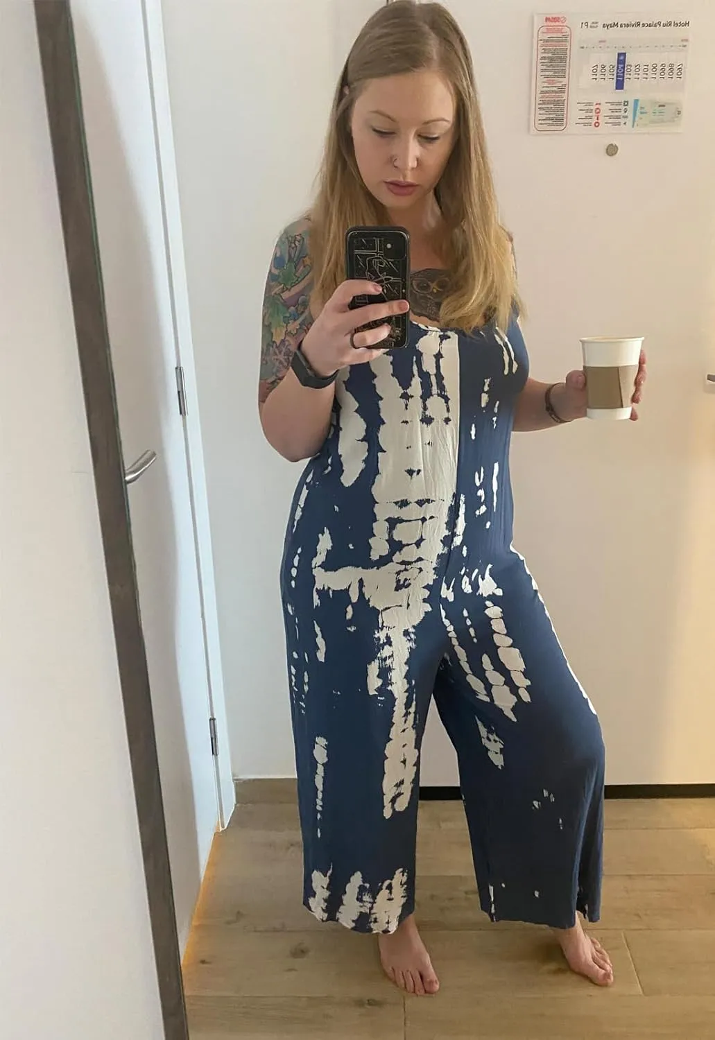 wexcen Jumpsuits for Women Floral Wide Leg Spaghetti Strap Sleeveless Casual Loose Ethnic Long Rompers with Pockets