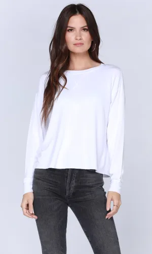 White Drop Sleeve Crew Neck Sweatshirt