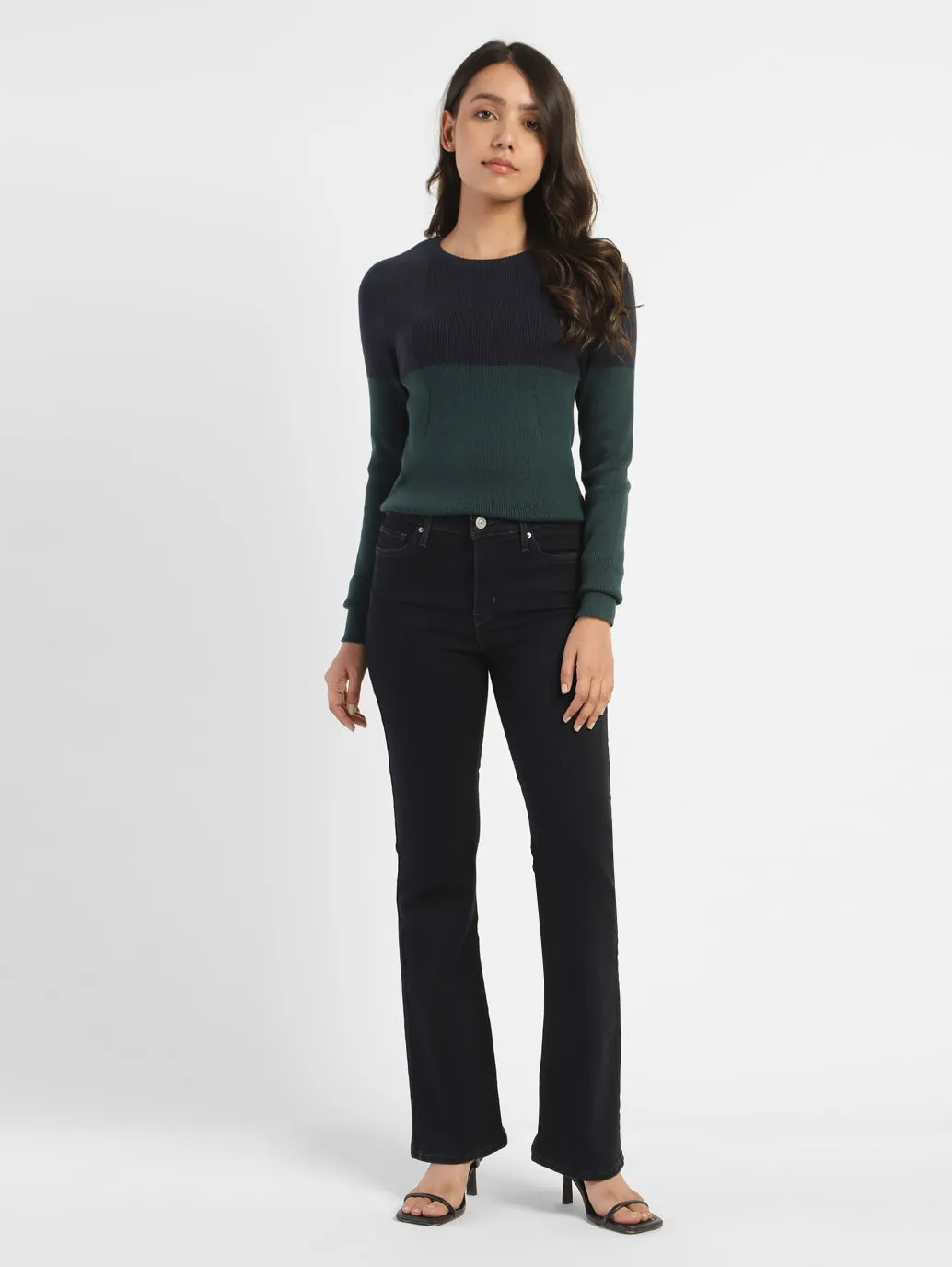 Women's 315 Navy Blue Bootcut Fit Mid Rise Jeans