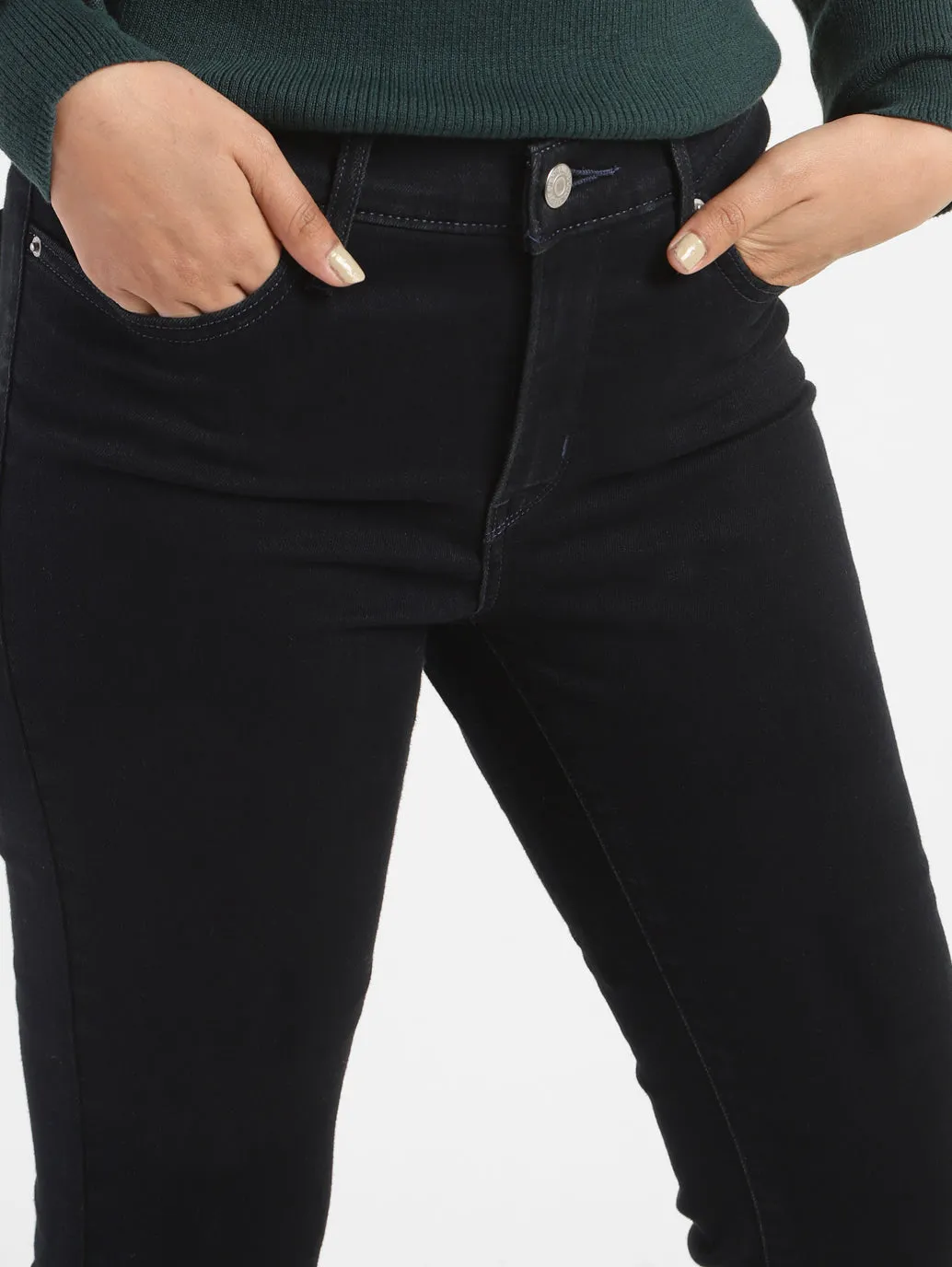 Women's 315 Navy Blue Bootcut Fit Mid Rise Jeans