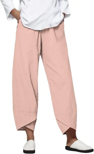 Women's Pants with Pockets Trousers Cotton Solid Color Daily Woman Womens High Waist Pants Casual (J-Pink, M)